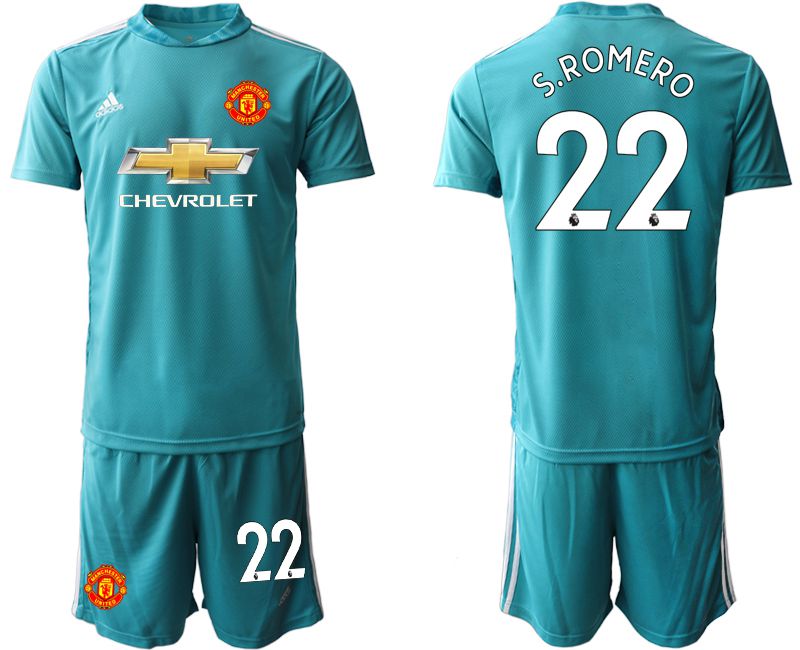 Men 2020-2021 club Manchester United lake blue goalkeeper #22 Soccer Jerseys->manchester united jersey->Soccer Club Jersey